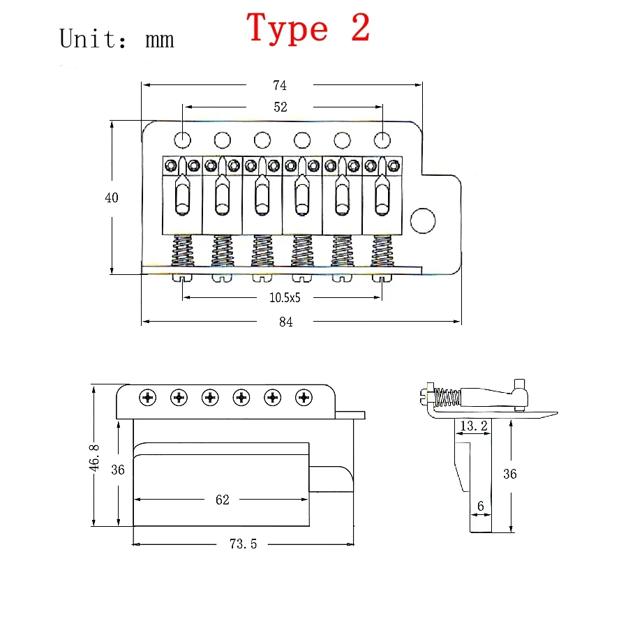 1 Set 6 String Electric Guitar Tremolo Bridge Copper Zinc Alloy Tremolo Bridge System for ST SQ Style Electric Guitar Bronze