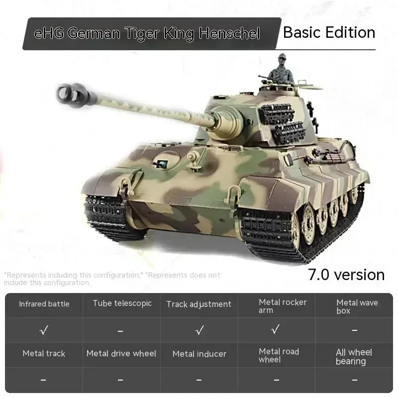 Henglong 3888a German Tiger King  Henschel Heavy Remote Control Tank 2.4g Models Multifunctional Outdoors Rc Toys Birthday Gifts