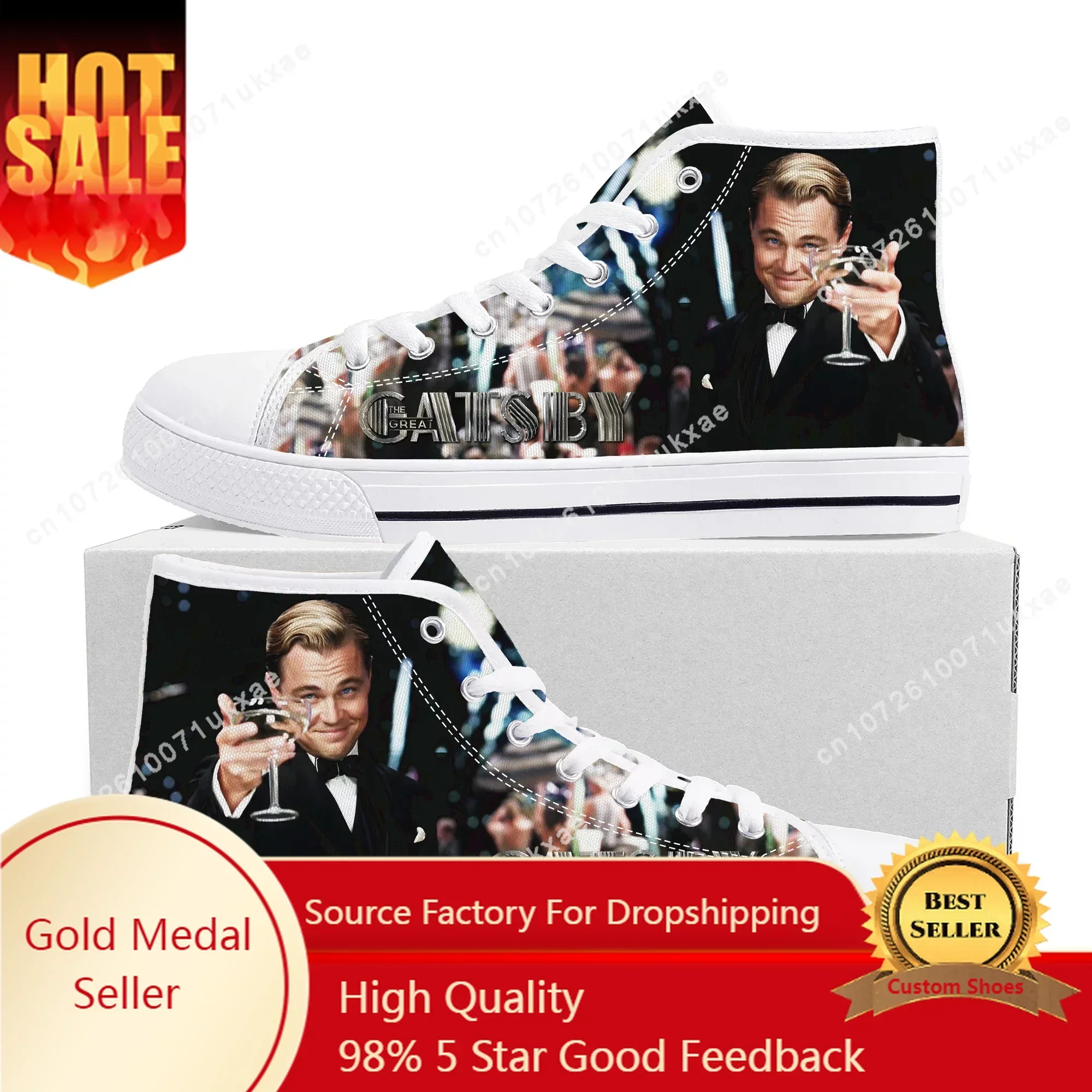 

Great Gatsby movie High Top Sneakers Mens Womens Teenager Leonardo DiCaprio Canvas Sneaker couple Casual Shoe Customize Shoes