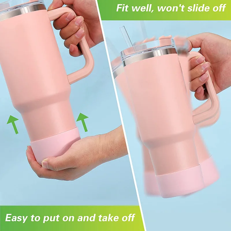 Silicone Cup Protective Sleeve Cushion For Stanley Quencher Adventure 40oz Tumbler with Handle & Stanley IceFlow 20oz 30oz