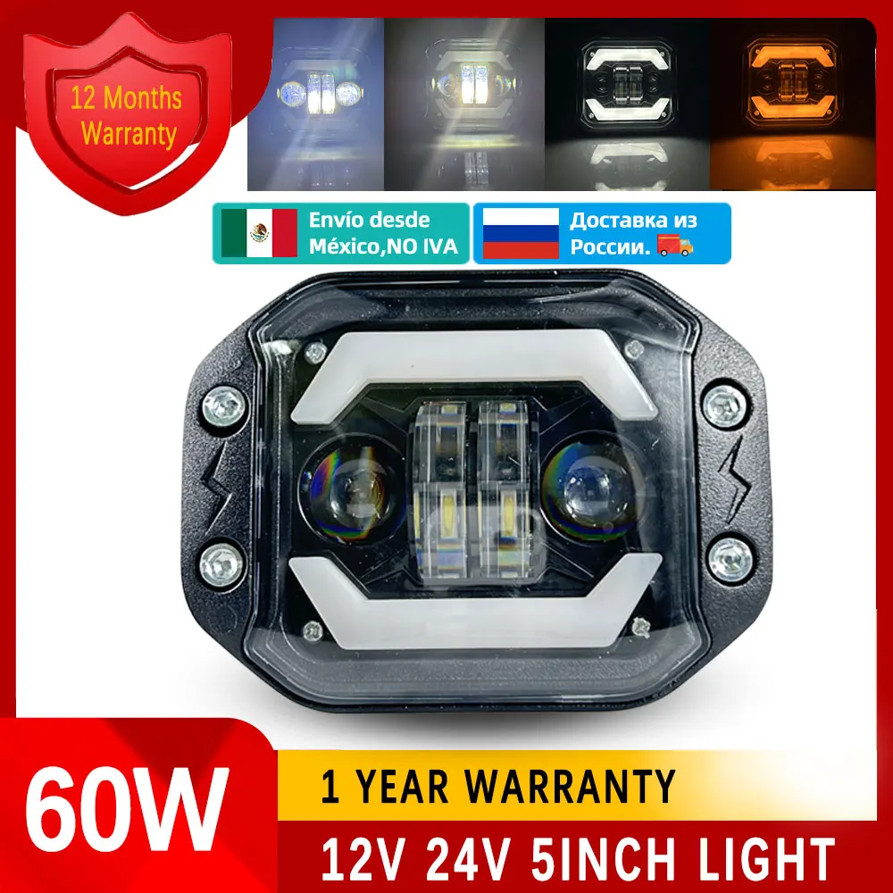 

NORGOS 12V 24V Pickup Offroad Truck 5" Vehicle 4x4 Fog Light Super Bright Headlight for KAMAZ Ural SCANIA VOLVO Benz DAF