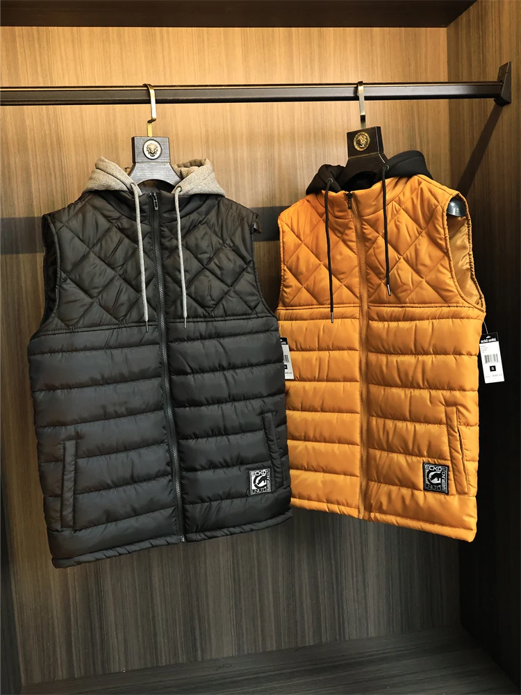 

Мужской хлопковый жилет с капюшоном Jaet, однотонный универсальный подвесной жилет на раннюю весну, 48, нож для отдыха, двухсекционный эффект перекрытия