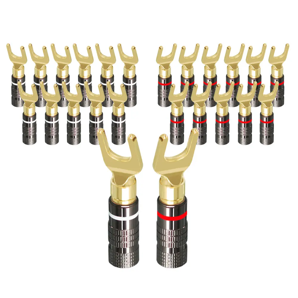 Musical Sound 4mm Banana Plug 24K Gold Plated Pure Copper Speaker Adapter Screw Plugs Audio Banana Terminals Connectors