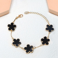 Double Side Blossom Bracelet Five Leaf Clover Flower Petal Shell Bracelet