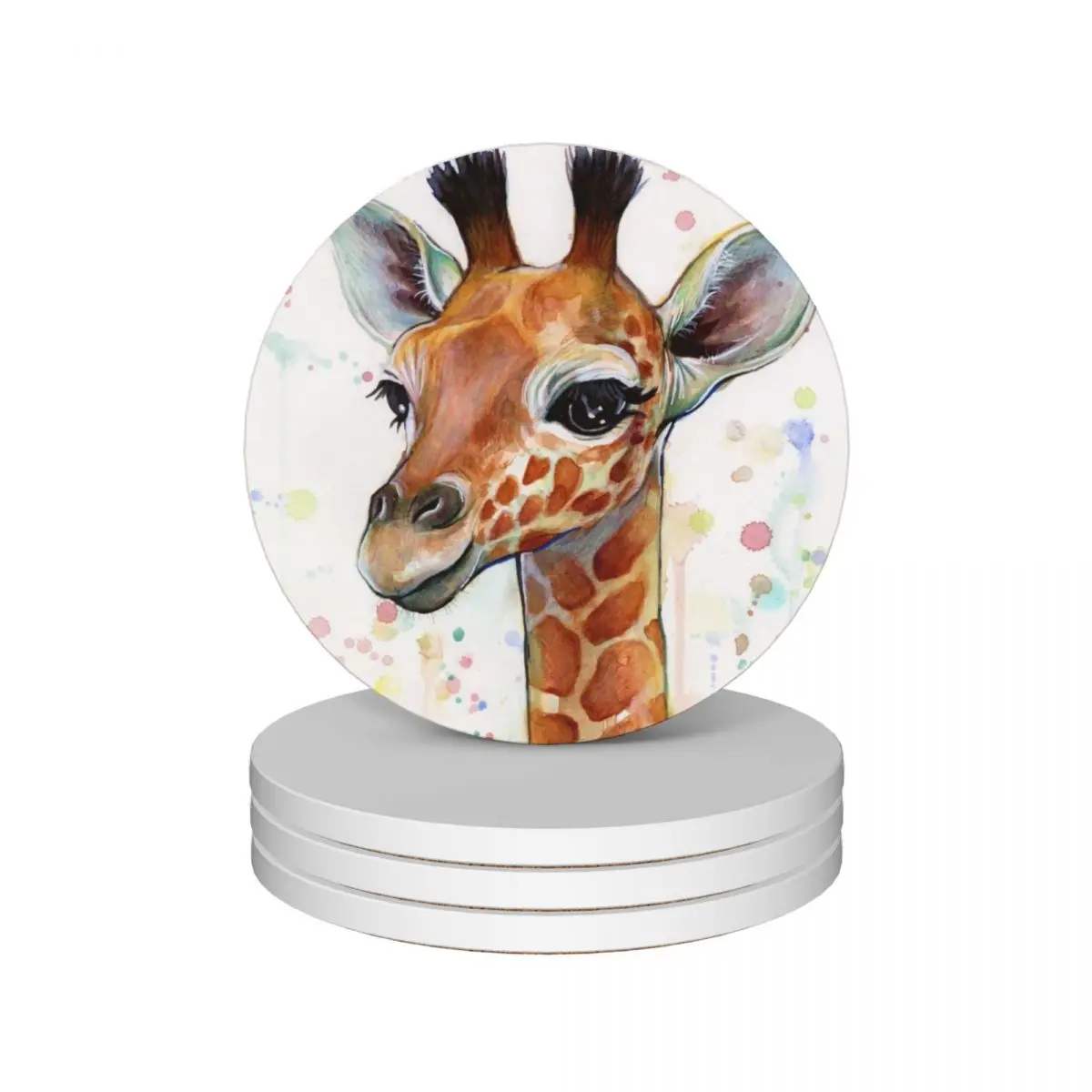 

Baby Giraffe Watercolor Painting, Nursery Art Ceramic Coasters (Set of 4) pot animal Coasters