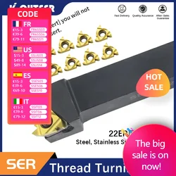 1pc SER2020K22 SER2525M22 SER3232P22 External Thread Turning Tools Lathe Cutter 22ER Carbide inserts CNC Holder Set
