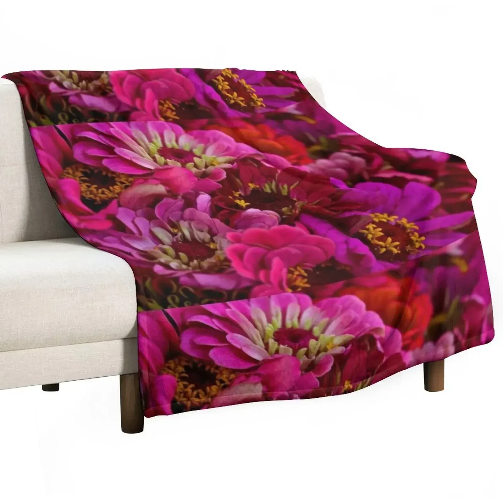 New Zinnias galore Throw Blanket sofa bed Large Loose Blankets