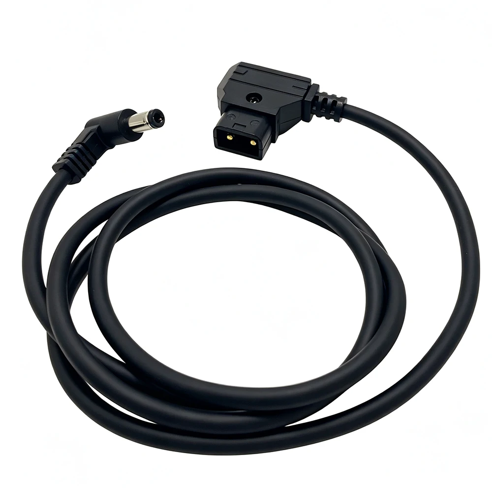 D-Tap Male to Right Angle DC 5.5x2.5mm Cable Connector For DSLR Rig Power V-Mount Anton, Camera Monitor Cord Black 1M