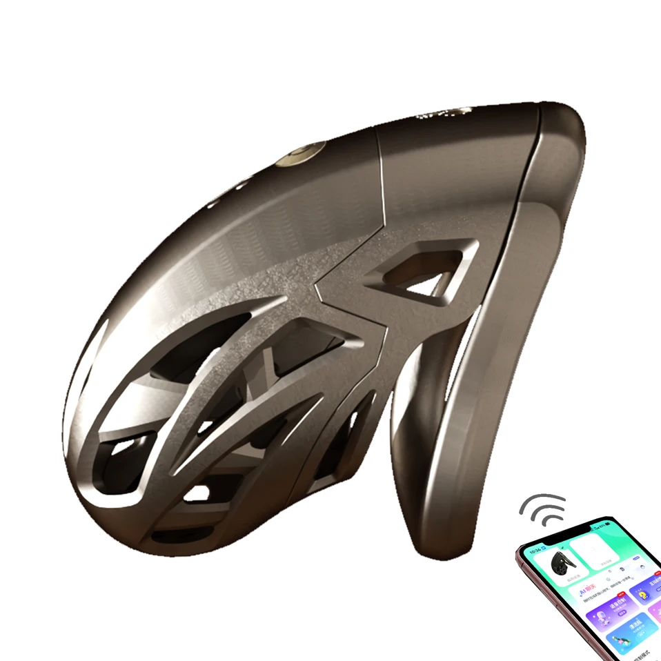APP Controlled Shock Chastity Cage for Men Adjustable Breathable Penis Lock with 9 E-Stim Modes Magnetic Charge Multiple Rings view 6