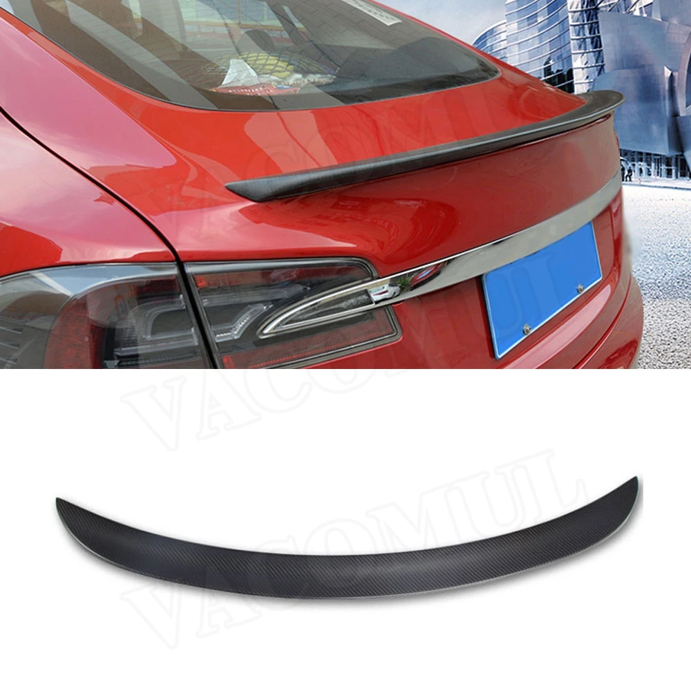 

VACOMUL Rear Spoiler For Tesla Model S Sedan 4-Door 2012 - 2019 Rear Trunk Boot Spoiler Wing Trim Sticker Carbon Fiber FRP