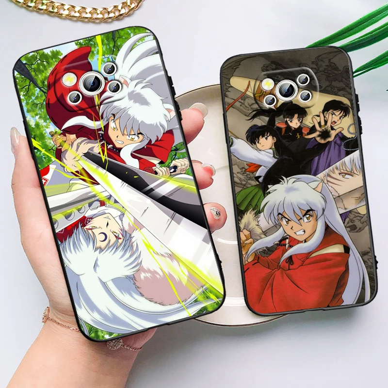 Capa de telefone preta macia para Xiaomi Poco, Inuyasha, Higurashi, Kagome, X6, X5, X4, X3, F4, F3, NFC, M6, M5, M4, GT, S Pro, 4G, 5G, C65