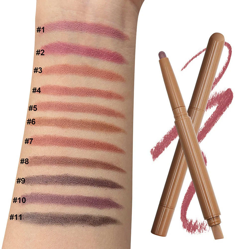 Custom Logo Peptide Dual-Ended Lip Liner Private Label Long Last Waterproof Smooth Nude Matte 11 Colors Makeup Cruelty Free
