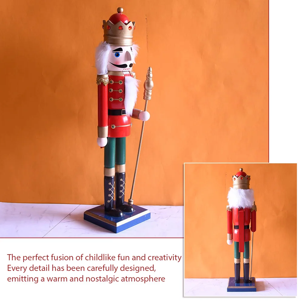 Cascanueces de Navidad de 50CM, adorno de Cascanueces de madera, figura de soldado rey, muñeca artesanal, juguete para regalo, decoración de escritorio para el hogar y la Oficina