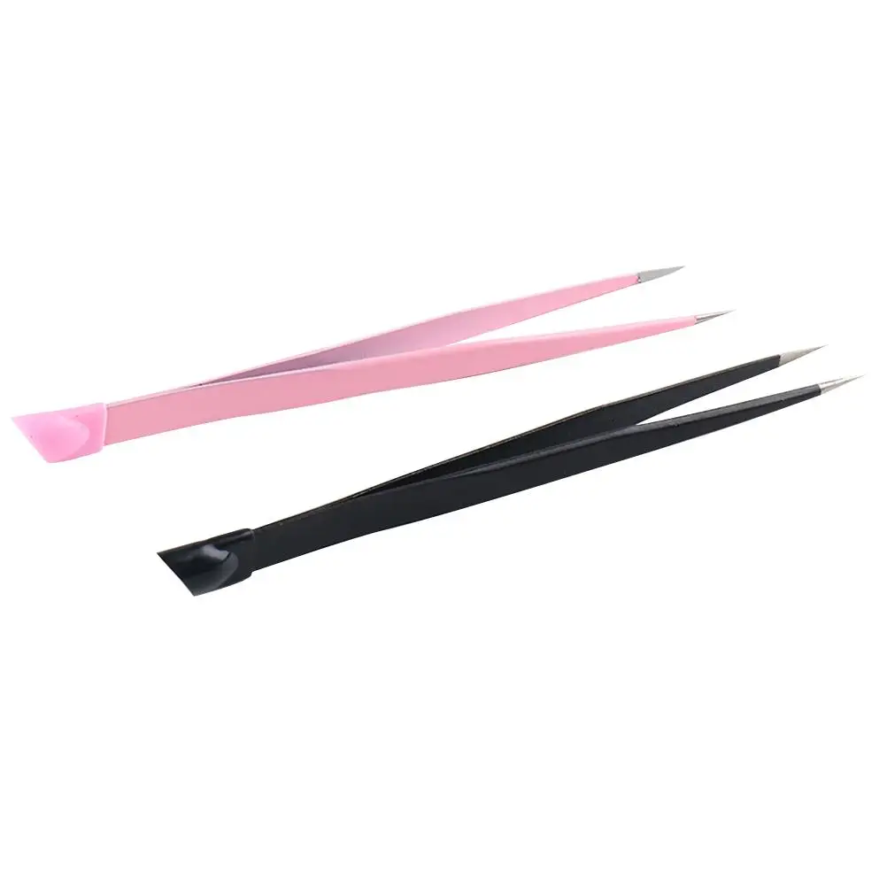 

2pcs Manicure Nail Tweezers Two-headed Sticker Pressing Rod Manicure Tweezers Stainless Steel Accessory Compact Size