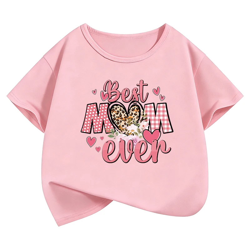 Vintage-T-Shirt mit Aufdruck „Best Mom“ mit Schmetterlingsdesign, bedrucktes T-Shirt für Mädchen, Sommerkleidung, kurzärmelige Oberteile, süße Mädchenkleidung