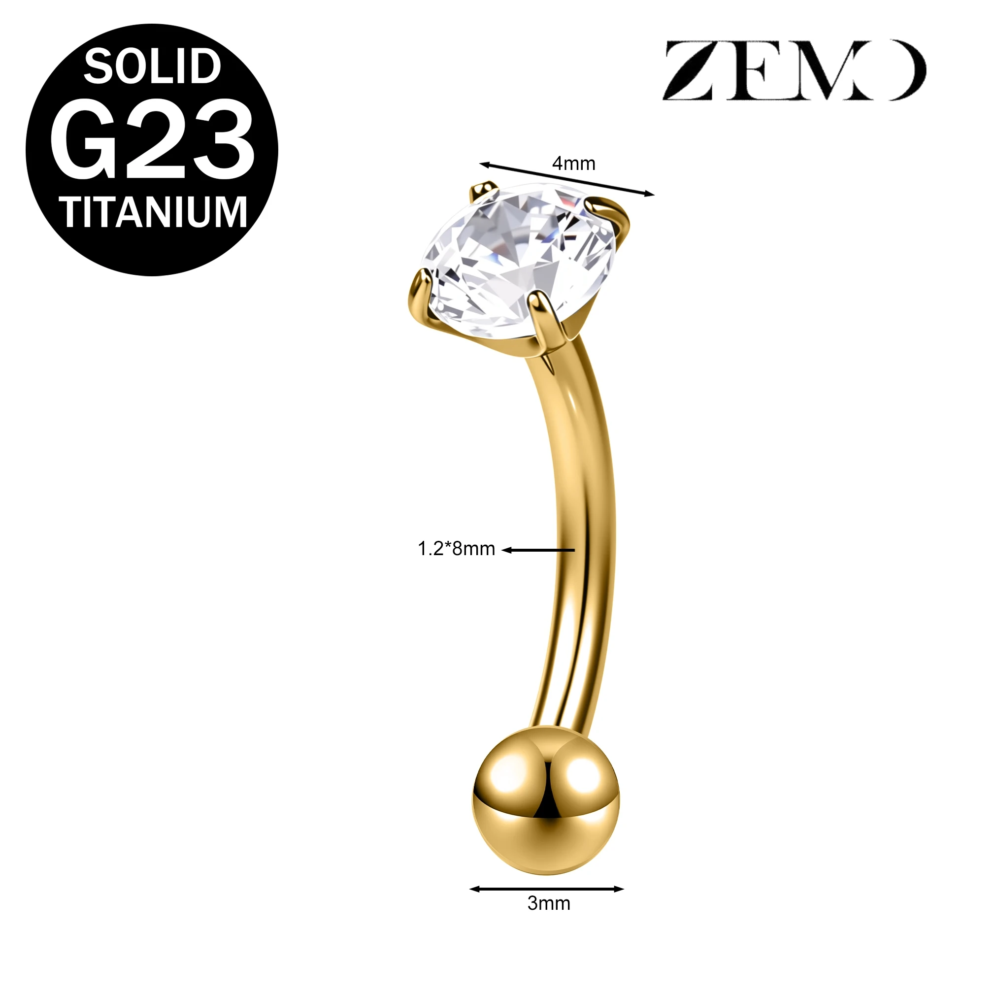 16G Titanium Eyebrow Ring with Star Zircon Earring