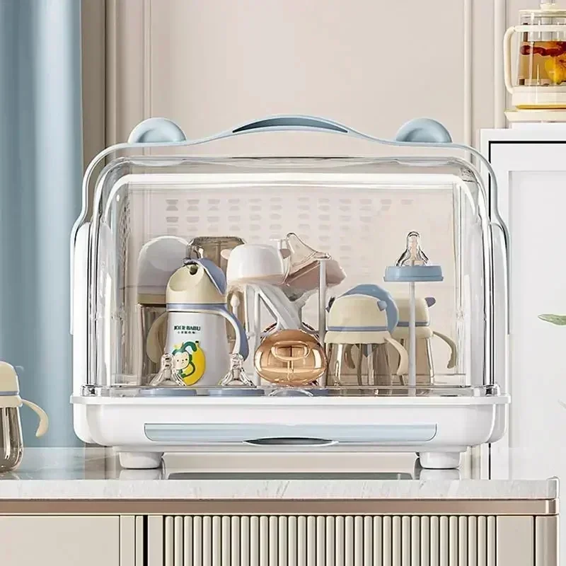 

Baby Feeding Bottle Dryer Bottle Sterilizer and Dryer Small Box with Dustproof Lid and Drain Board Travel Rack for Kitchen Dish