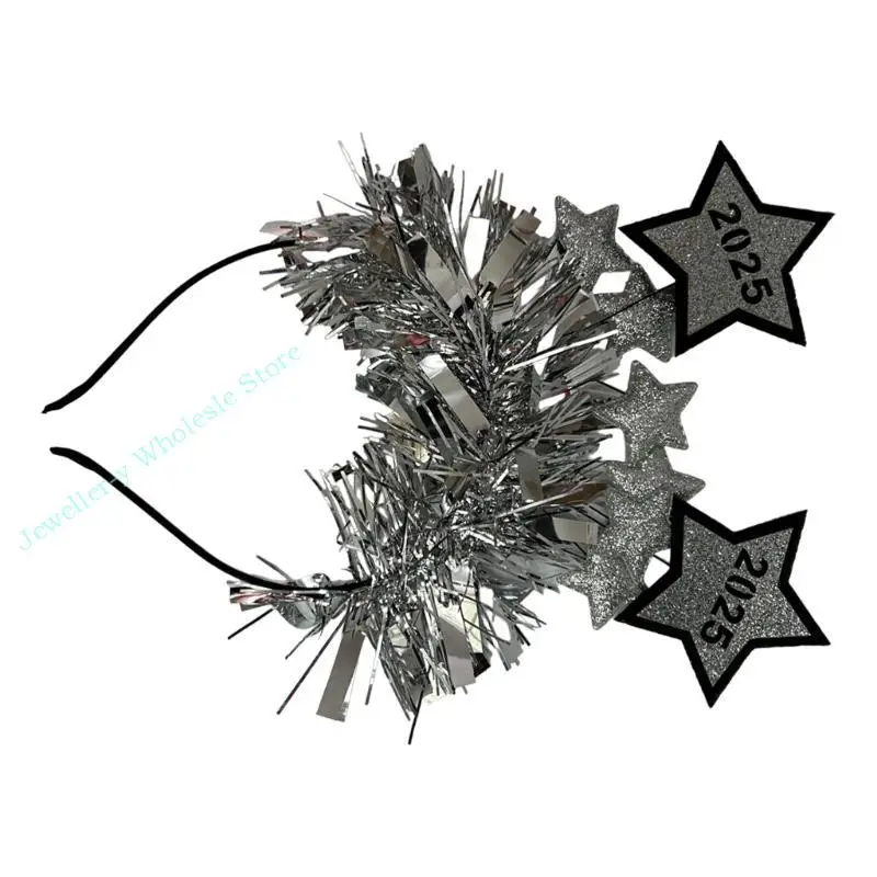 

R7UF Adult Teens Headbands Carnivals Party Headpiece 2025 Sparkling Letter Headdress for New Year Party