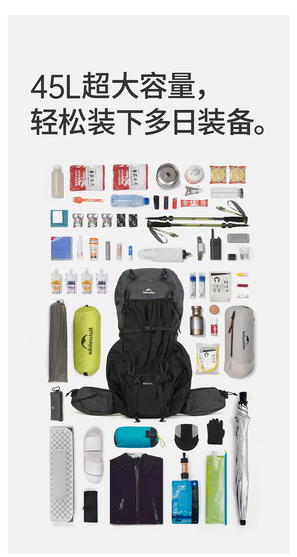 Naturehike 2026 Neuer Rock 60L Wanderrucksack Outdoor Multifunktionales Montagesystem Wasserdichter Regenschutz Erweiterbarer Rucksack – Detail 14