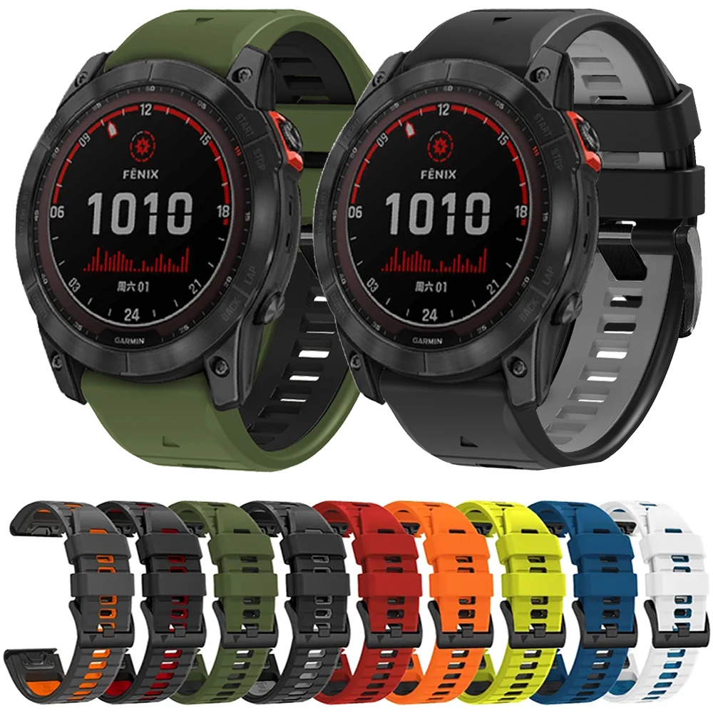 QuickFit 26 22 mm Silikon-Uhrenarmband für Garmin Instinct 2 2X Solar-Armband für Garmin Fenix 7X 7 6X 6 Pro 5X 7X Pro Armband