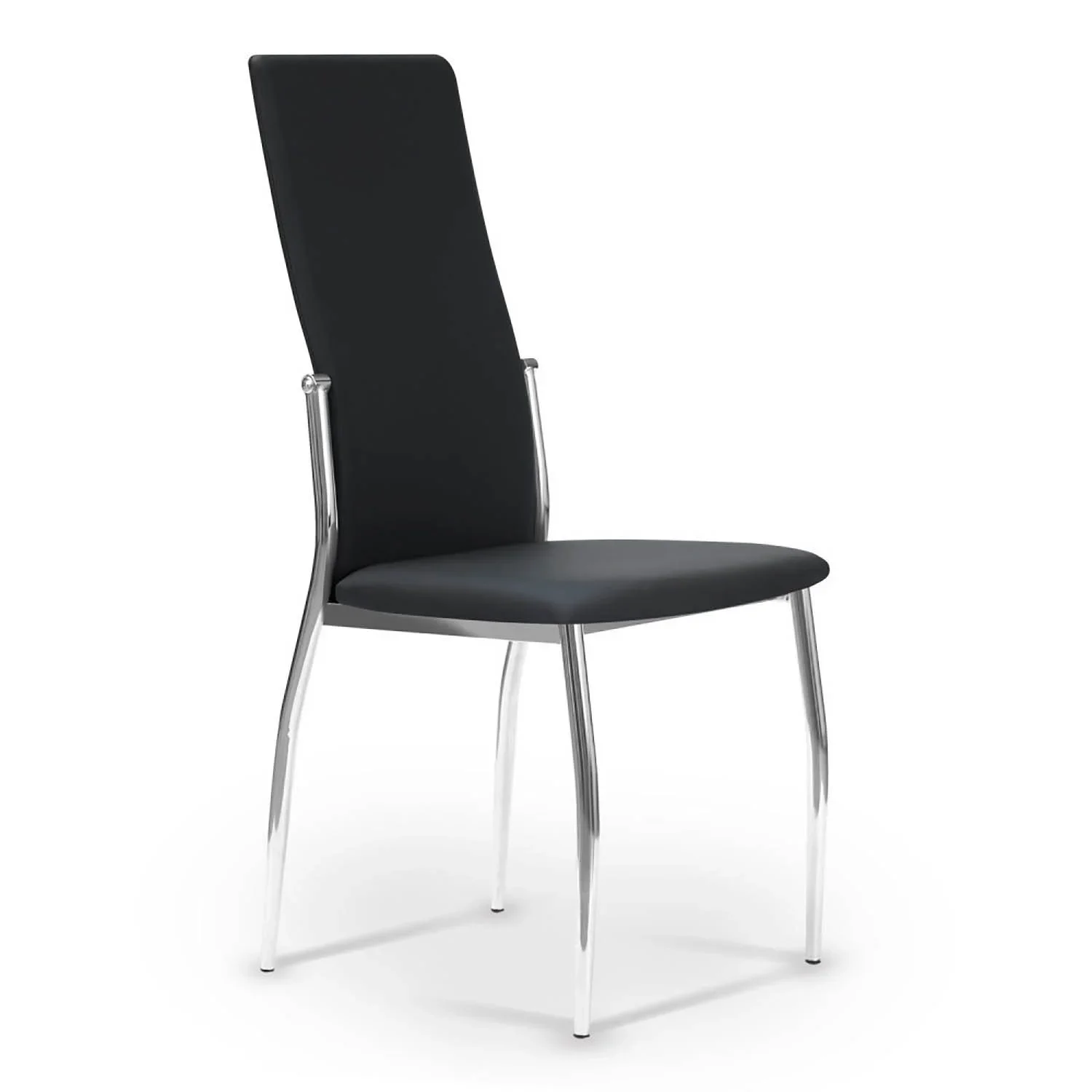 Lúzete - Silla Tapizada Lady Pu Negra  Poliuretano (piel Sintética) Y Acero Cromado
