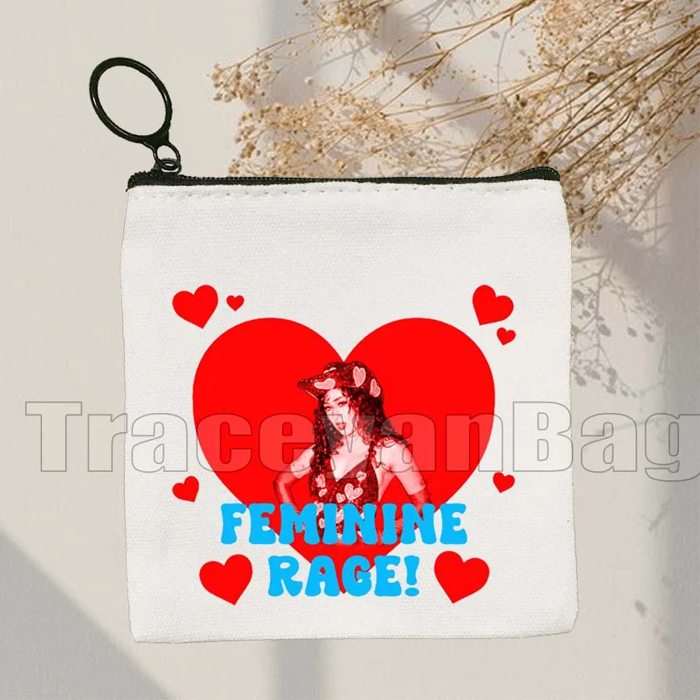 Rosa Pony Herz Chappell Roan Angel Porträt Viel Glück Fan Süße Geschenke Canvas Geldbörse Kleine quadratische Schlüsselkartentasche Brieftasche Beutel