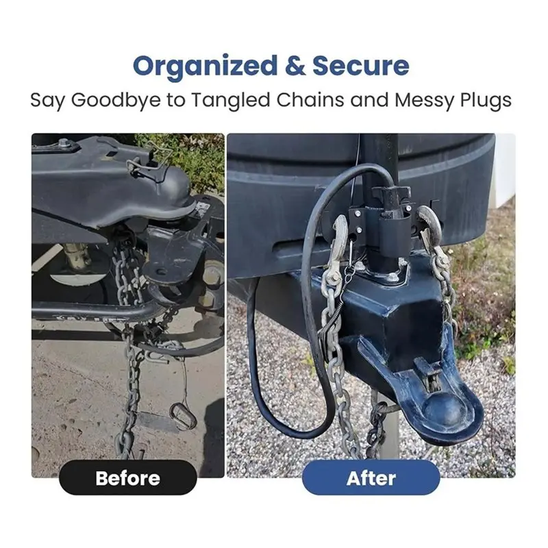 NEW HOT In Stock-Trailer Towing Organizer, 7 Way Plug Heavy Duty Trailer Chain Wire Harness Holder- Anti-Rust High Hardness Desi