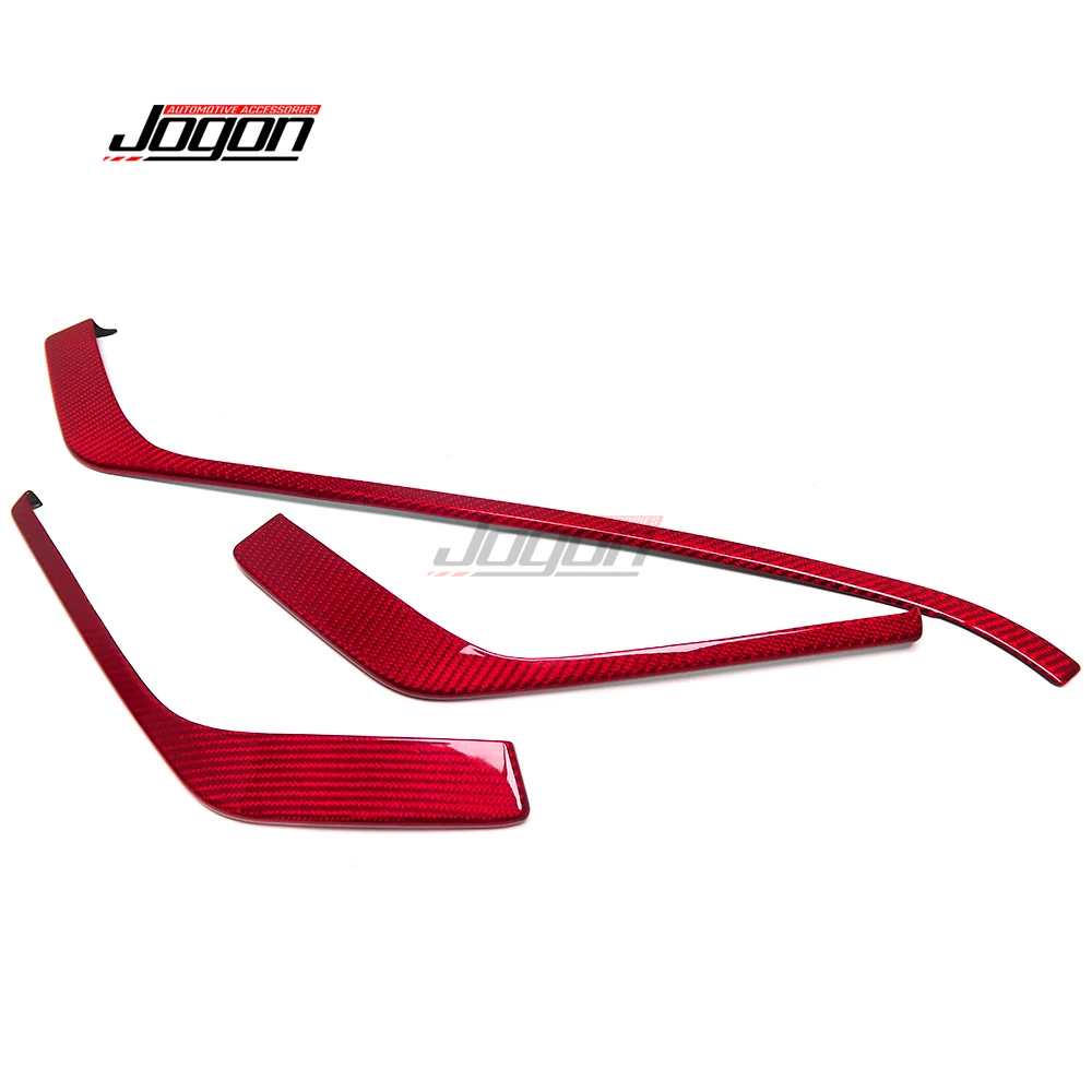 3PCS Red Carbon Fiber Car Interior Center Console Dashboard Strip Cover Trim For Corvette C8 Stingray Sport Z06 2020 2021-2023