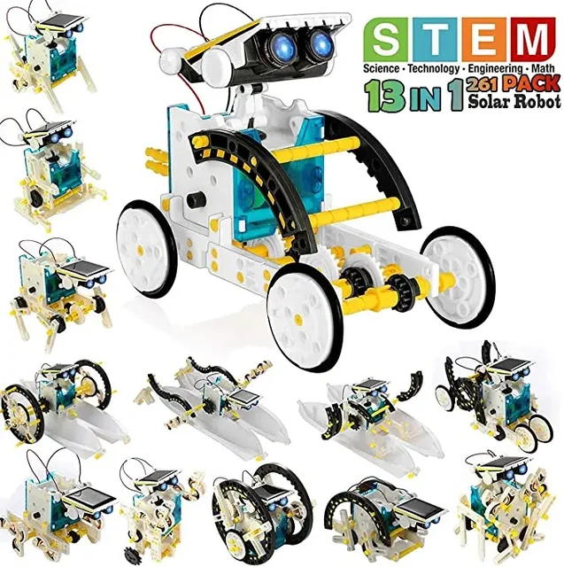 STEM 13 w 1 Edukacyjny robot słoneczny Zabawki DIY Zestaw eksperymentalny dla dzieci w wieku 8-12 lat Zasilany energią słoneczną przez roboty słoneczne
