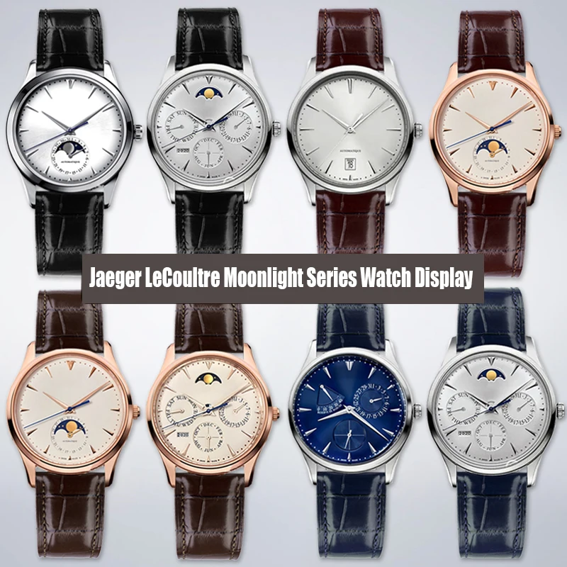 Imagem -03 - para Jaeger-lecoultre Luar Palhaço Namoro Flipped Beichen Série Couro Genuíno Couro de Crocodilo dos Homens e para Mulheres Pulseira