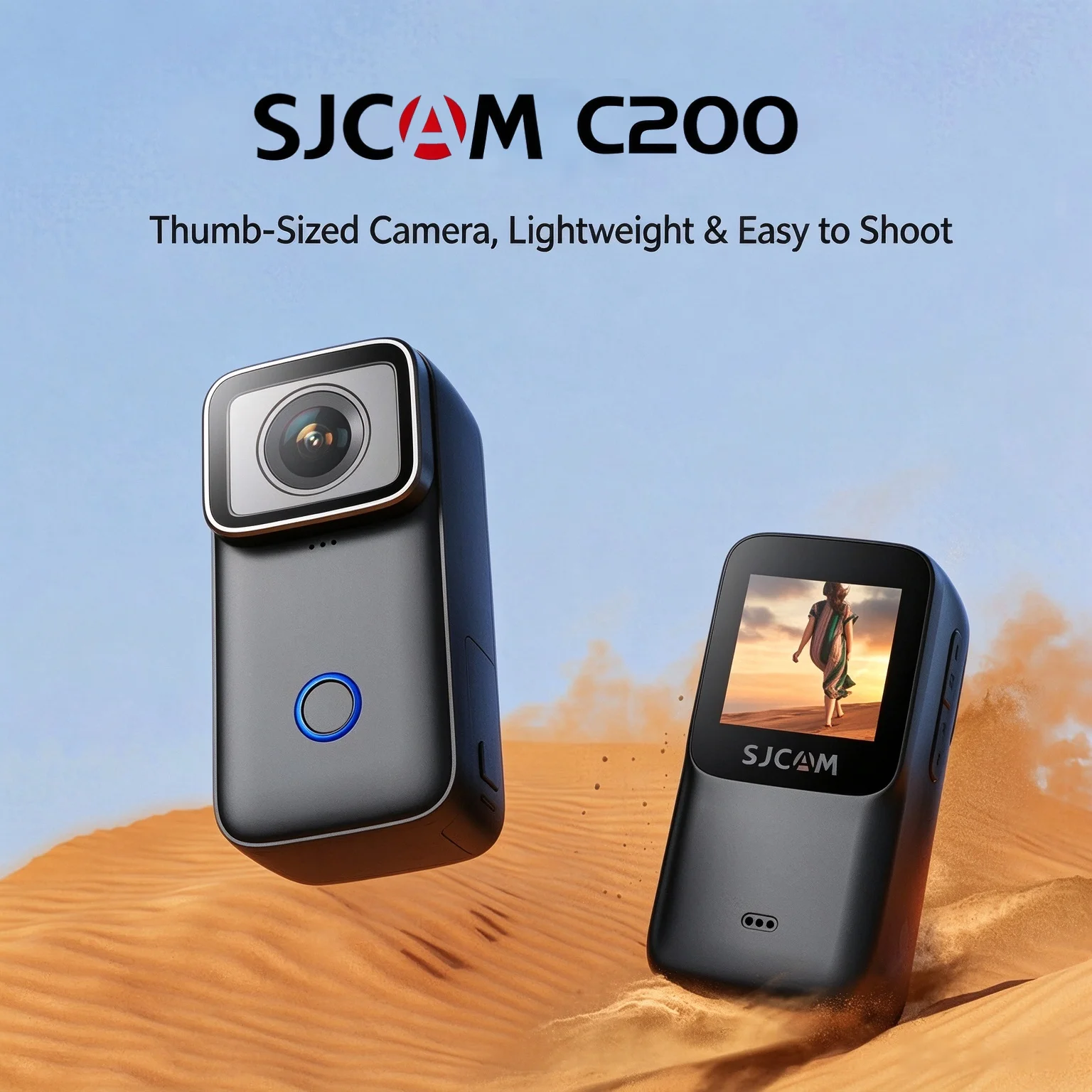 SJCAM C200-Pocket Waterproof Vlog Camera,Motorcycle Dash Cam,Mini POV Camera with Night Vision,6-Axis Stabilization