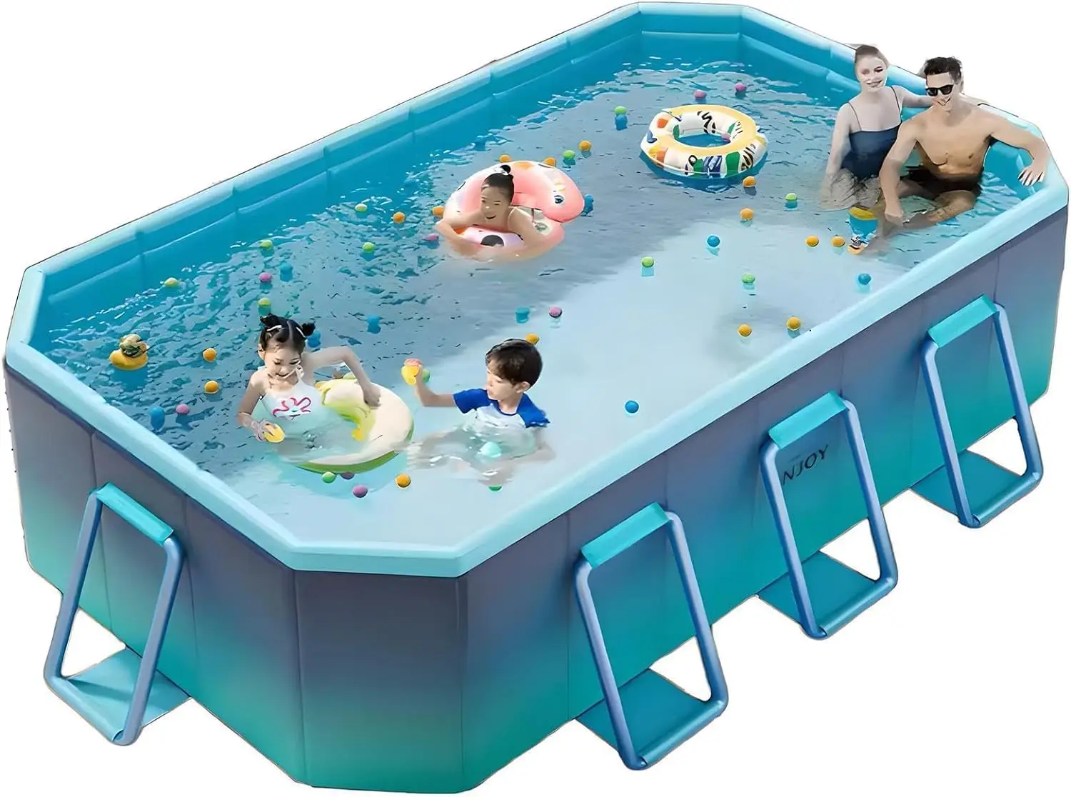 Piscina Plegable, Piscina Grande para Niños, Piscina Exterior No Inflable para Niños y Adultos, Piscina Portátil con Carcasa de Plástico Duro
