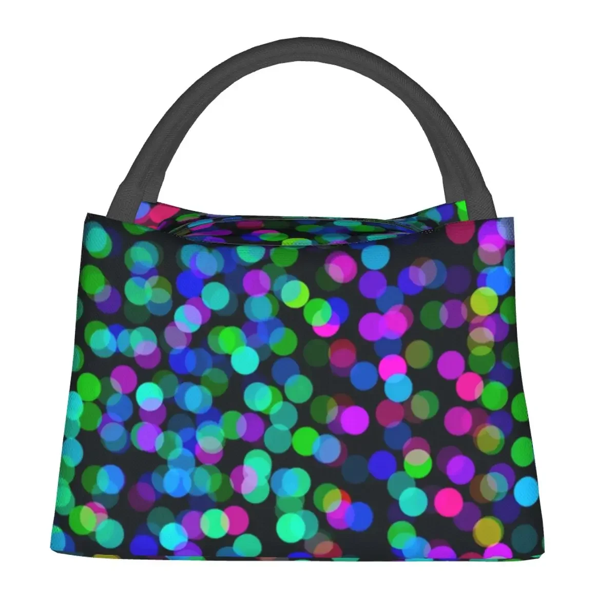 

Rainbow Polka Dot Lunch Bag Dotty Night Picnic Lunch Box For Men Fun Designer Thermal Tote Handbags Oxford Portable Cooler Bag