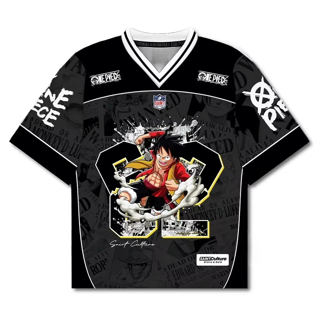 2026 Summer One Piece Luffy Retro Cosplay T-shirt Men's Oversized 3D Printed Short-sleeved Family Unisex Children's Sports Shirt