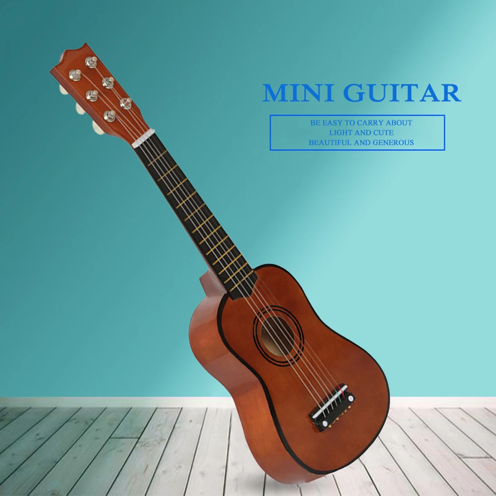 21 inch Basswood Ukulele 6 Strings Small Acoustic Guitar Musical Instruments for Children Kids Beginner Learning Toy