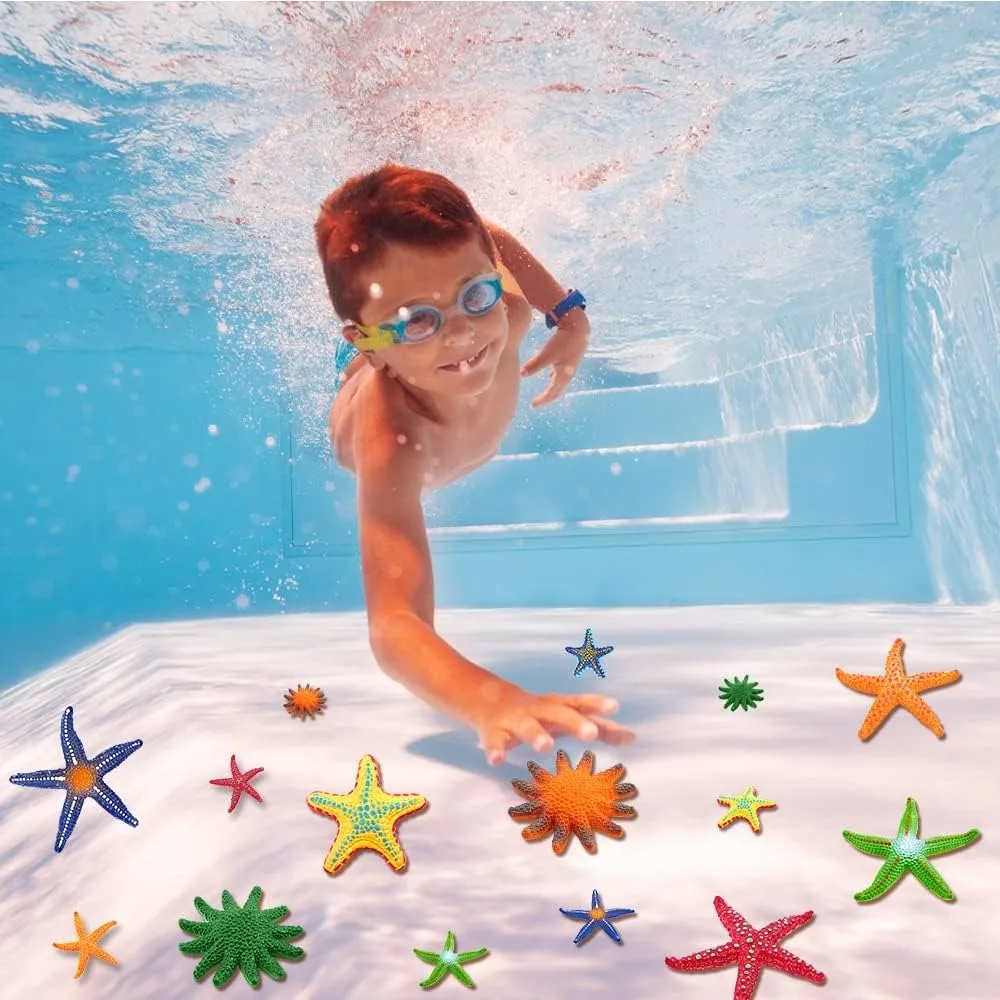8pcs Starfish Pool Toys Colorful Sea Animals Set Swimming Pool Diving Toys For K