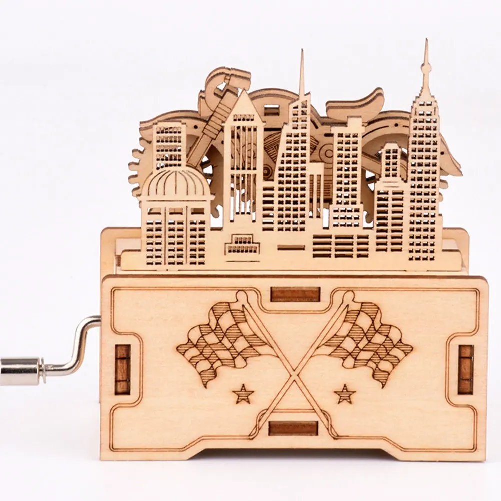 1Set Wooden Music Box Assembly Puzzle Educational DIY Hand Crank Creative Puzzle Gift for Kids Early Learning Fine Motor Skills