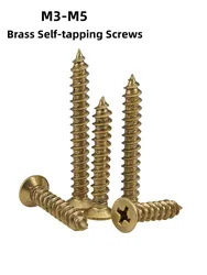 Brass Self-tapping Screws, Cross Countersunk Head, Flat Head Brass Wood Screws M2M3M3.5M4M5M6