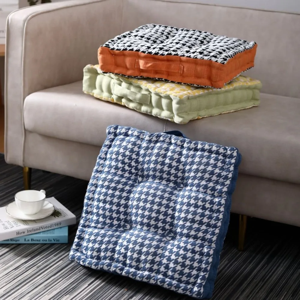 On Floor Houndstooth Thick Pad Cushion For Yoga Chenille Chair Seat Cushions Meditation Floor Square Pillow for Seating Almofada