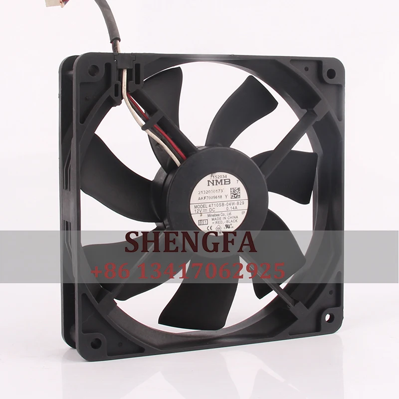 

NMB Case Fan 4710SB-04W-B29 120*120*25mm 12v 0.14A 12025 Ball Bearing Inverter High Airflow Cooling Fan
