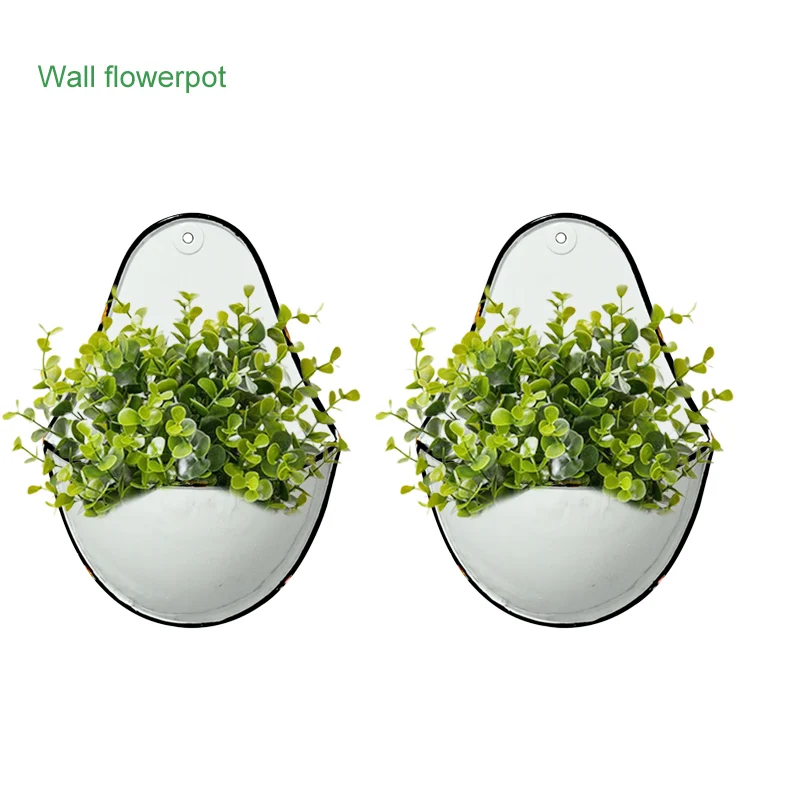 

Wall Hanging Flowerpot Metal White Green Flower Basket Planters For Air Plants Succulent Pot Garden Farmhouse Decor