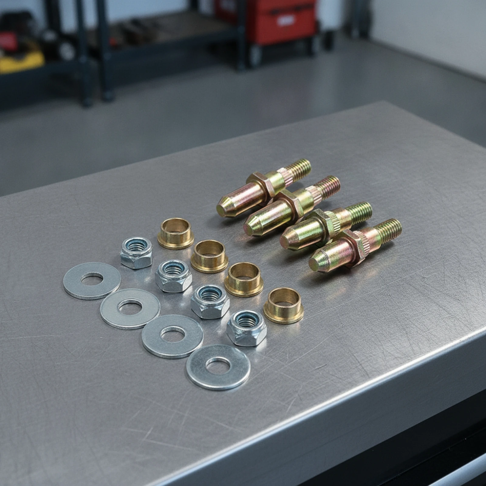Door Hinge Pin and Bushing Repair Kit Threaded Door Hinge Pin and Bushing Kit Hardware Tapered Metal-Like for Mechanics, Garage
