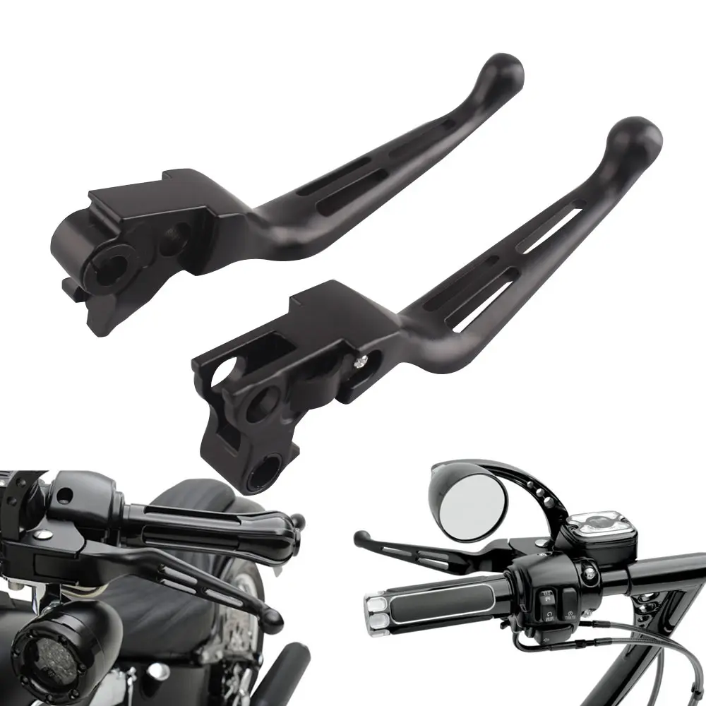 1 Pair Matte Black Aluminum Brake/Clutch Levers Compatible For Harley Sportster Dyna Softail Touring Models 1984-2017