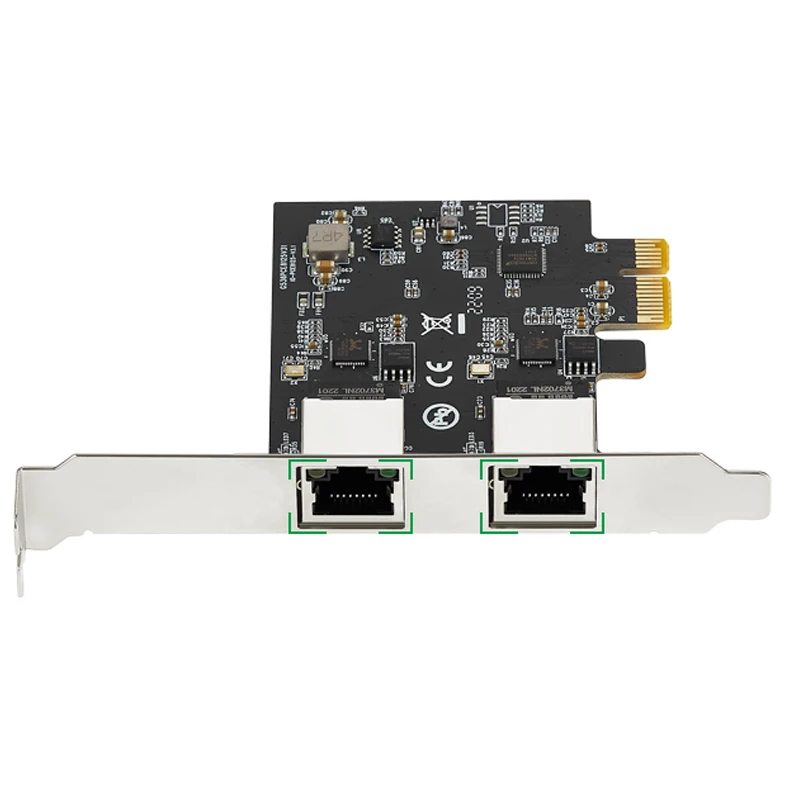 2.5Gb Network Card PCI Express Gigabit Network Adapter with 2 Ports 2500Mbps PCI-E Ethernet Card RJ45 LAN Controller Card for PC
