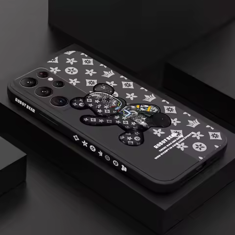 Mechanical Bear Phone Case For Samsung Galaxy S25 S24 S23 S22 S21 S20 S10 S10E Ultra Plus FE Note 20 Ultra Plus Cover