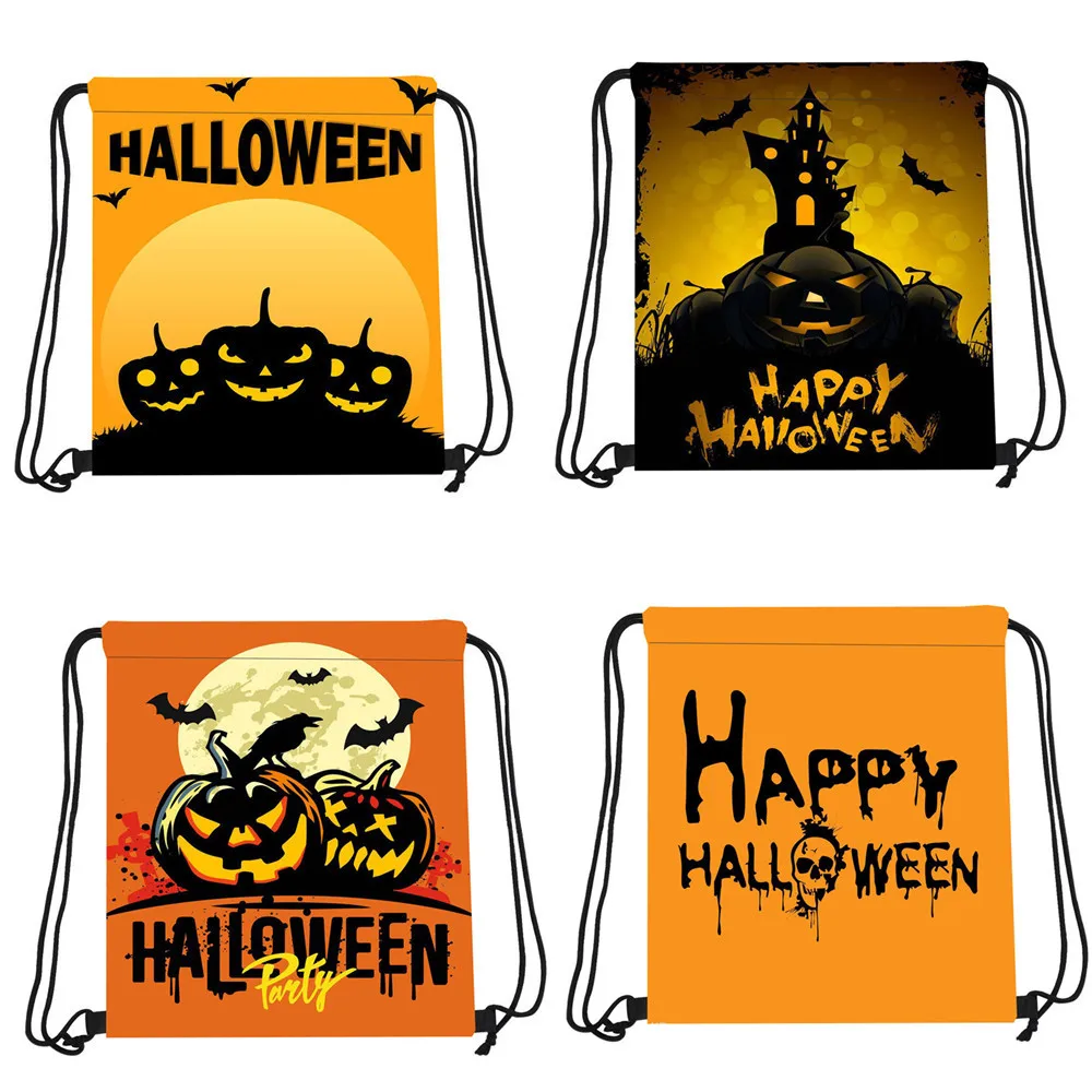 Bolsas con cordón de Halloween, bolsa de almacenamiento de dulces, patrón de calabaza, bruja, esqueleto, truco o trato, regalos