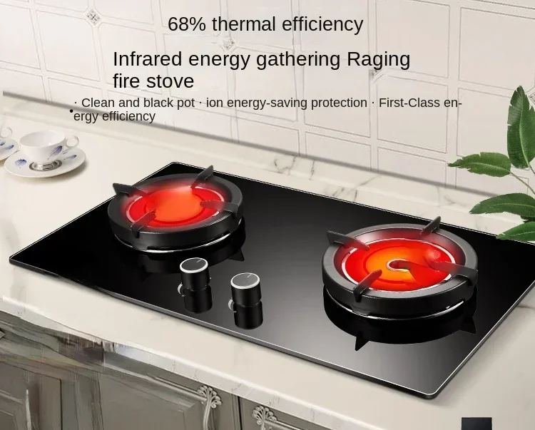 Infrared Gas Stove Double Burner Desktop Embedded Liquefied Petroleum Gas Stove Natural Gas Stove Household Energy Saving