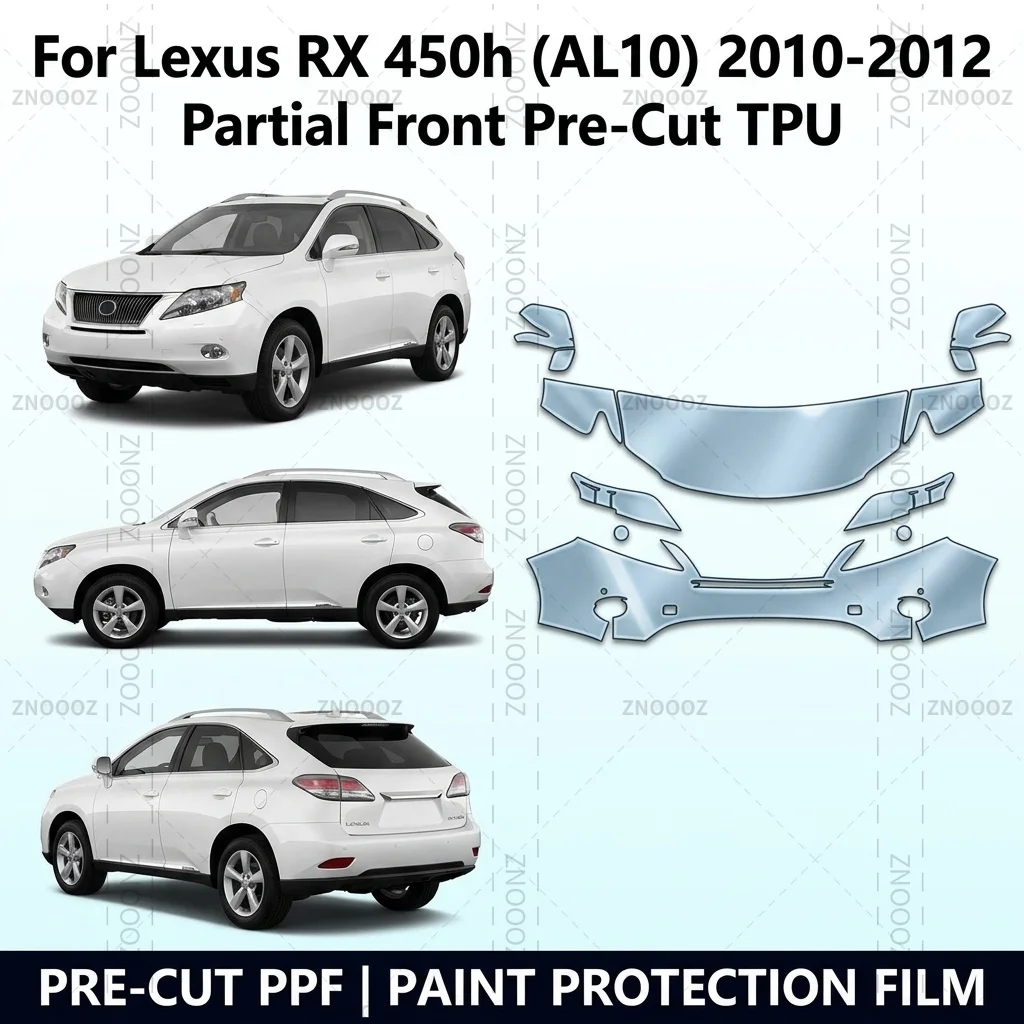 For Lexus RX 450h (AL10) 2010-2012 Partial Front Pre-Cut TPU Paint Protection Kit, Self Healing Hydrophobic Anti Yellowing
