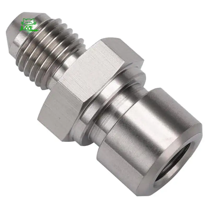 A22E-4AN Male To M10x1.0 Metric Inverted Flare Female Brake Line Adapter Fitting Stainless Steel