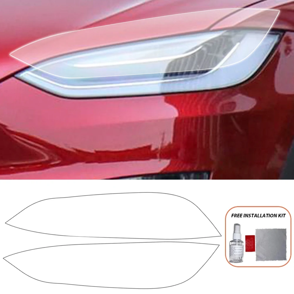 PPF 2Pcs Car Headlight Transparent Protective For Tesla Model X lamp Film Protection TPU Sticker Car Exterior Accessories